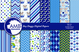 Boy Dog digital papers AMB-1931