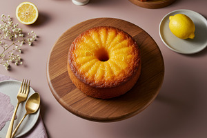 Golden lemon bundt cake with zest on, a Food & Drink Photo by professorinc