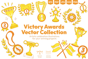 Trophy & Awards Vector Set, an Object Illustration by Ilia Design