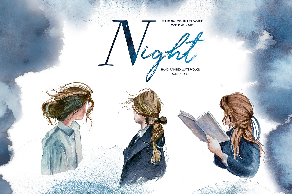 Hand-Painted Night Clipart Set, an Animal Illustration by ArtCreationsDesign (Photo 11 of 29)