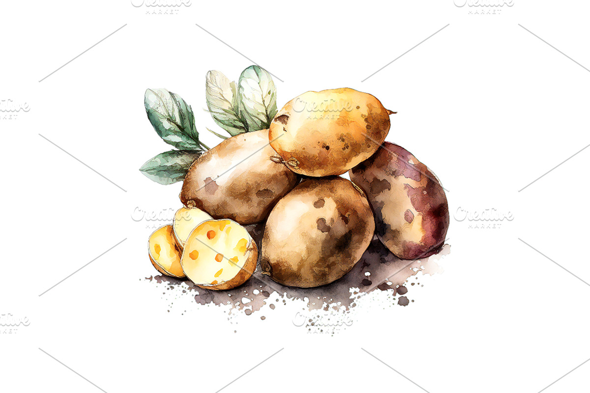 Vegetables Watercolor Illustration, a Food Illustration by Graxaim Mock-up (Photo 2 of 6)