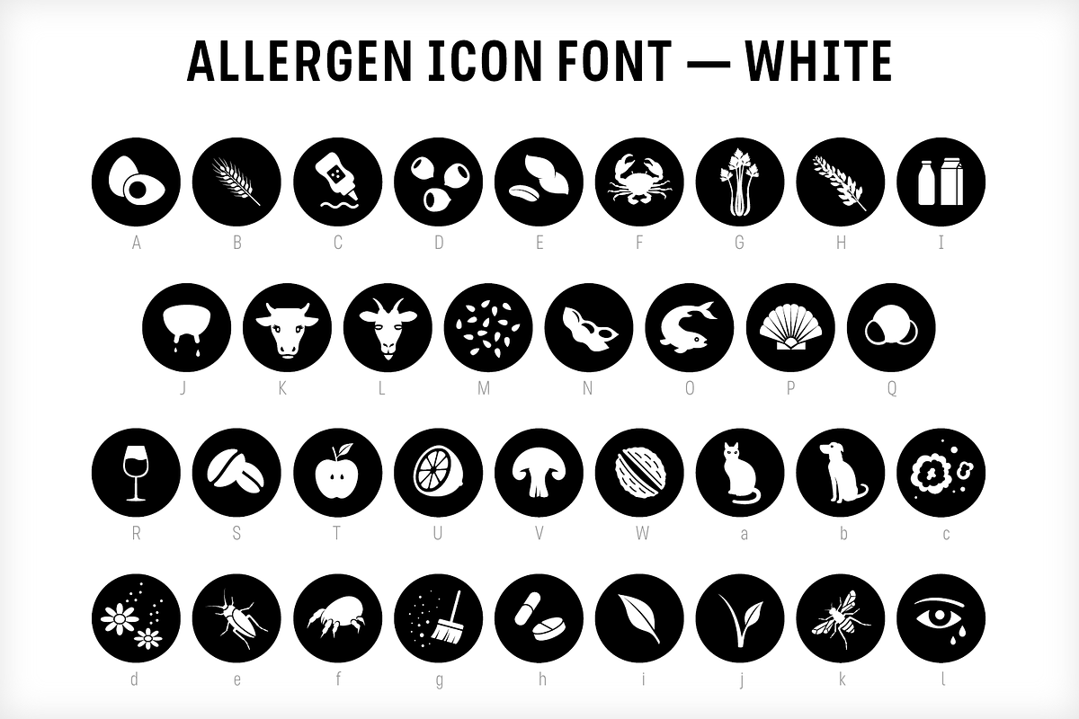 Food & Allergen icon font set preview 3