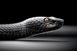 Sleek black snake with striking gold, an Animal Photo by MistyDay