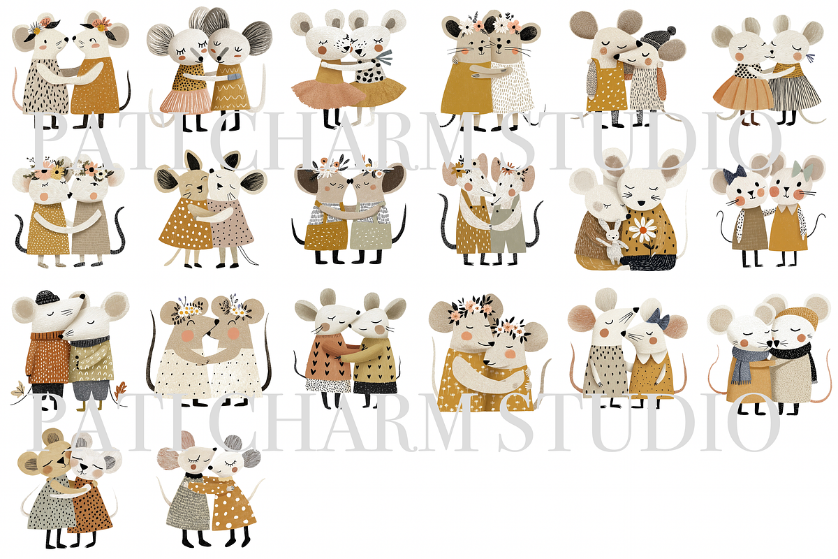 20 Sister Mouse Clipart PNGs, an Animal Illustration by Pati Charm Studio (Photo 2 of 8)