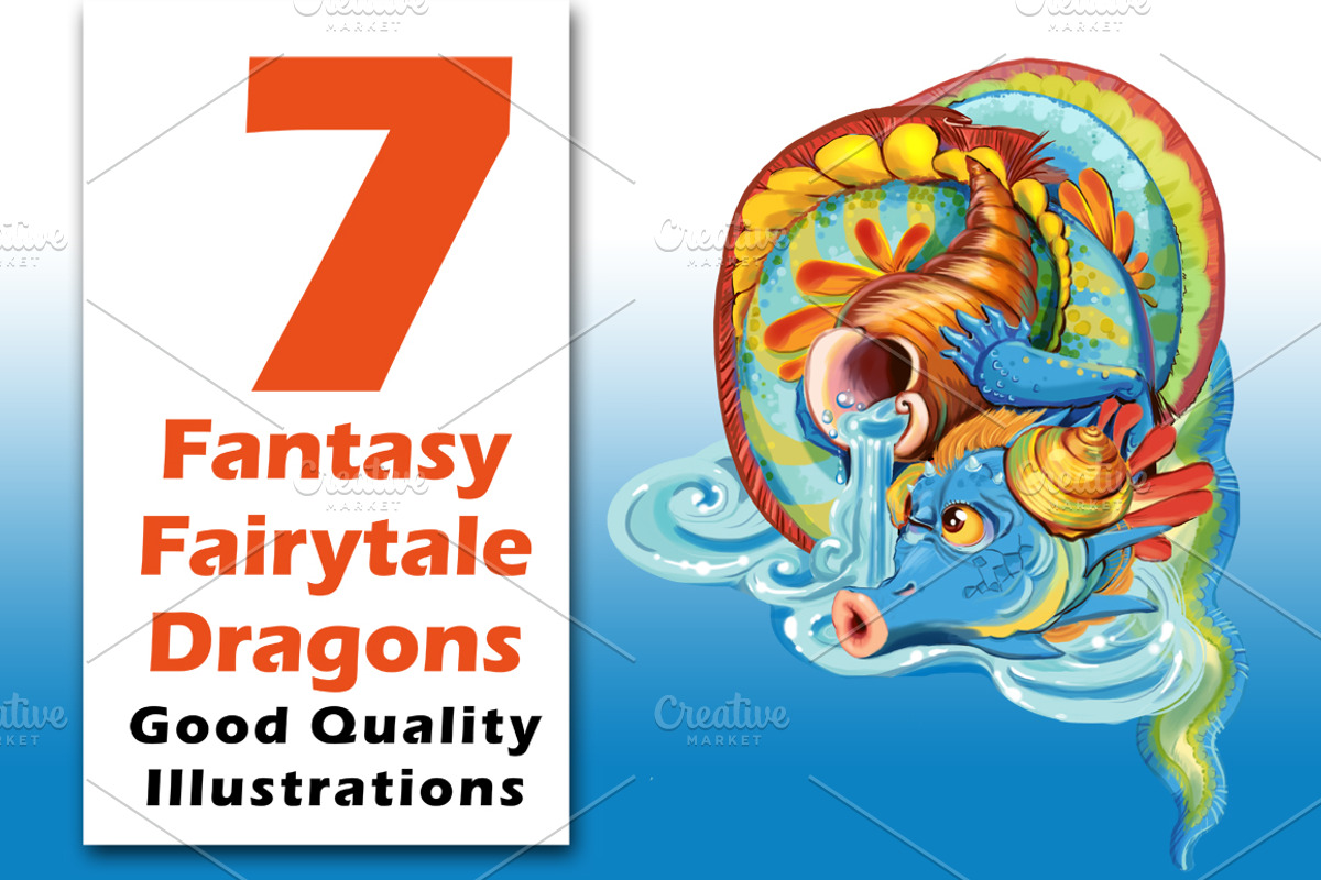 Seven fairy dragons., an Animal Illustration by Adamskyistudio (Photo 1 of 4)