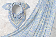 Sky Blue Art Nouveau Silk Scarf, an Object Graphic by ilustrinna (Thumbnail 4 of 8)