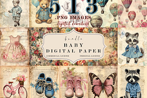 Baby Junk Journal Digital Paper