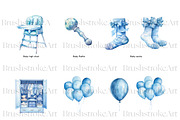 Blue Baby Shower Clipart, Its a Boy, a Decorative Illustration by BrushstrokeArtGB (Thumbnail 3 of 9)