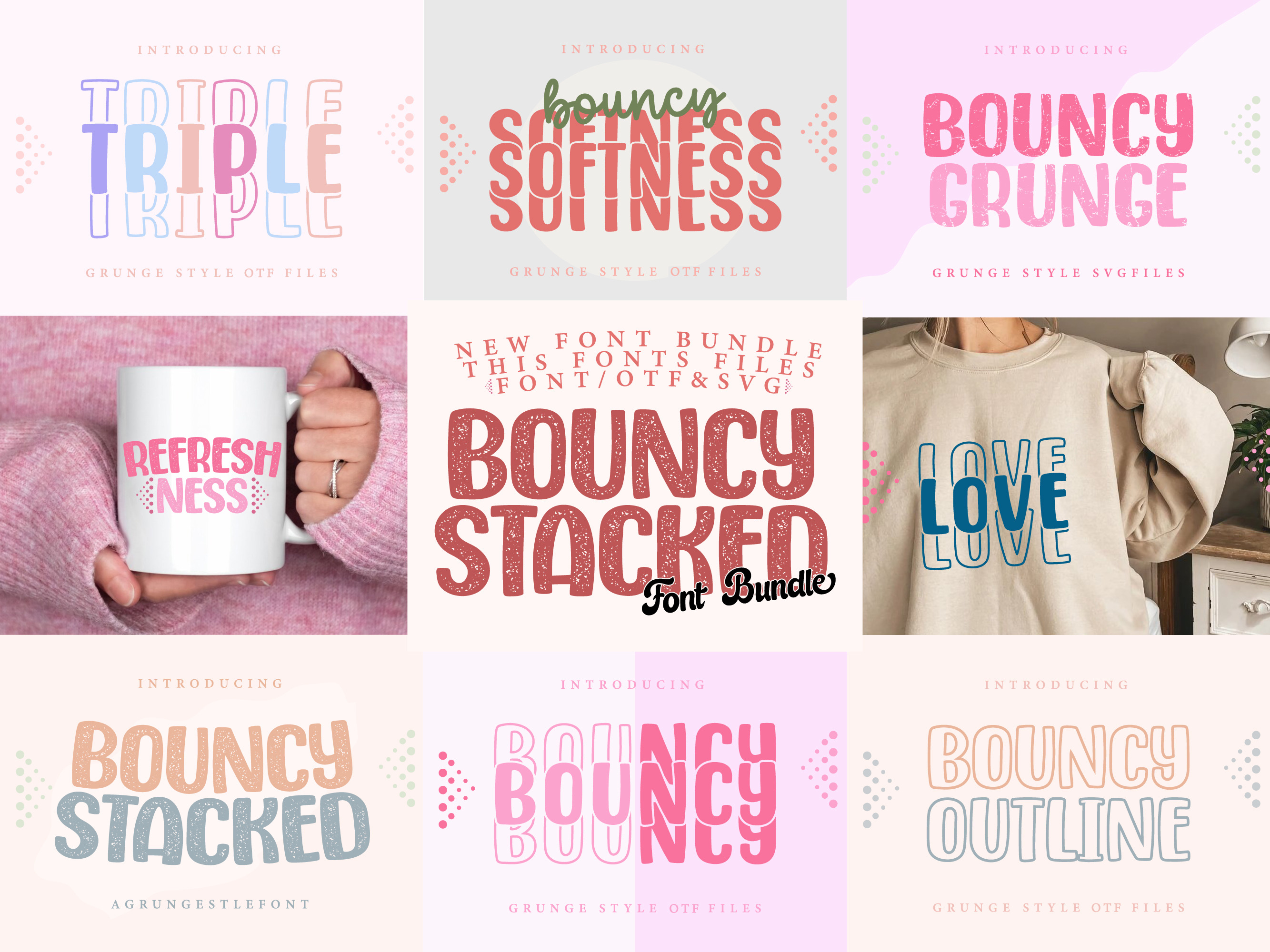 Bouncy Stacked - Font Bundle, a Handwritten Font by MaxArt Foundry