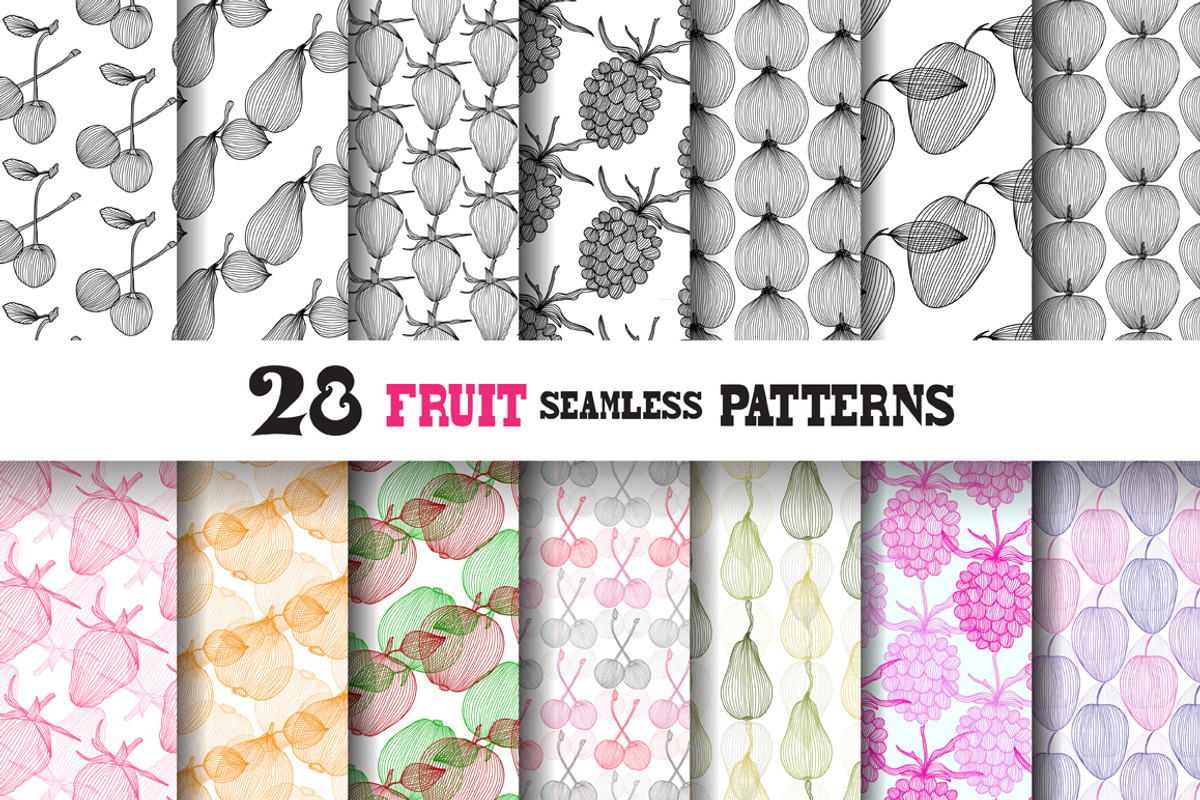 28 Fruit Seamless Patterns preview 2