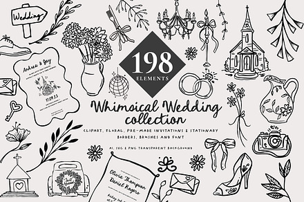 Whimsical Wedding Clipart Collection