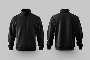 Stylish black quarter zip sweater, a Photo by Pavel_design
