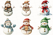 Christmas Snowman Clipart, an Illustration by OK Design (Thumbnail 2 of 5)