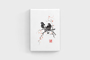 Two crows sumi-e painting, a Background Graphic by Quetzal Art (Thumbnail 4 of 4)