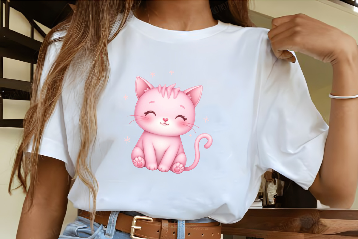 Cute Little Pink Cat Watercolor Clip, an Illustration by CrexoraLab (Photo 4 of 5)