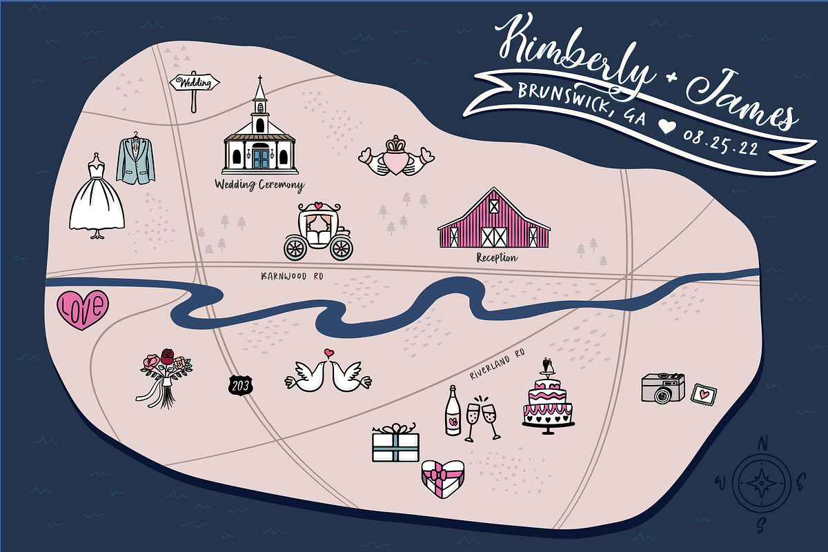 Wedding Map & Itinerary Creator Kit, an Object Illustration by Happy Monday Creative (Photo 3 of 19)