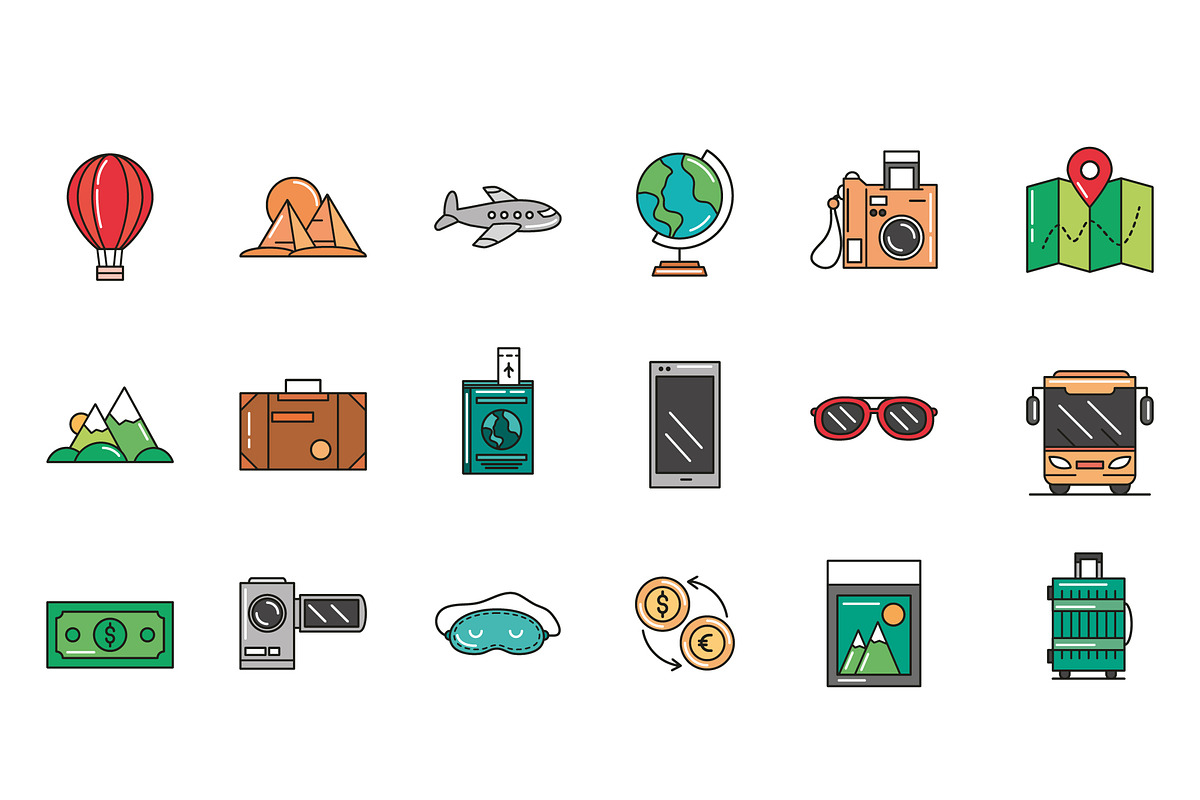 Travel Essential Icons Set