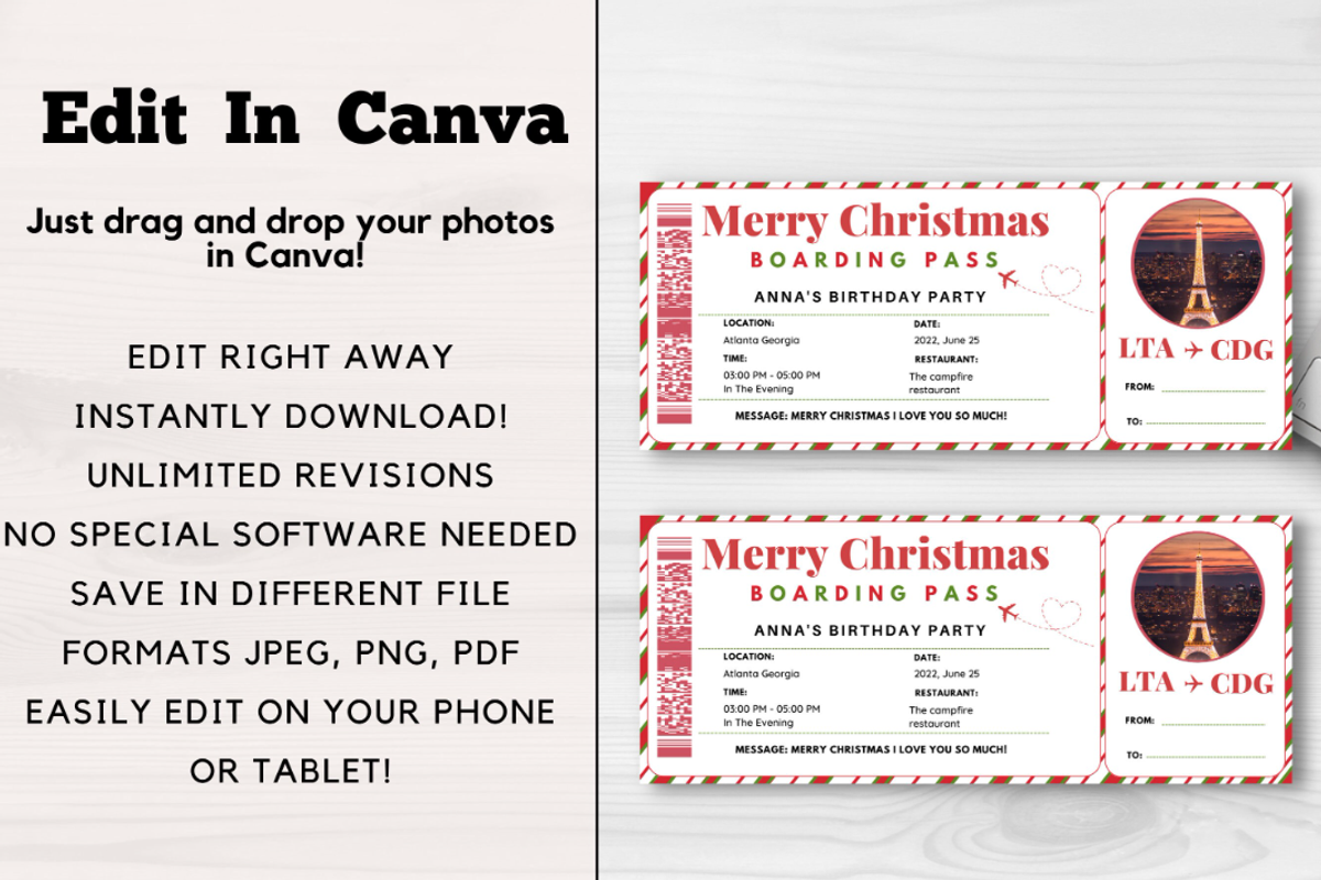 Editable Boarding Pass Template, a Card Template by YasdeyDesigns (Photo 4 of 8)