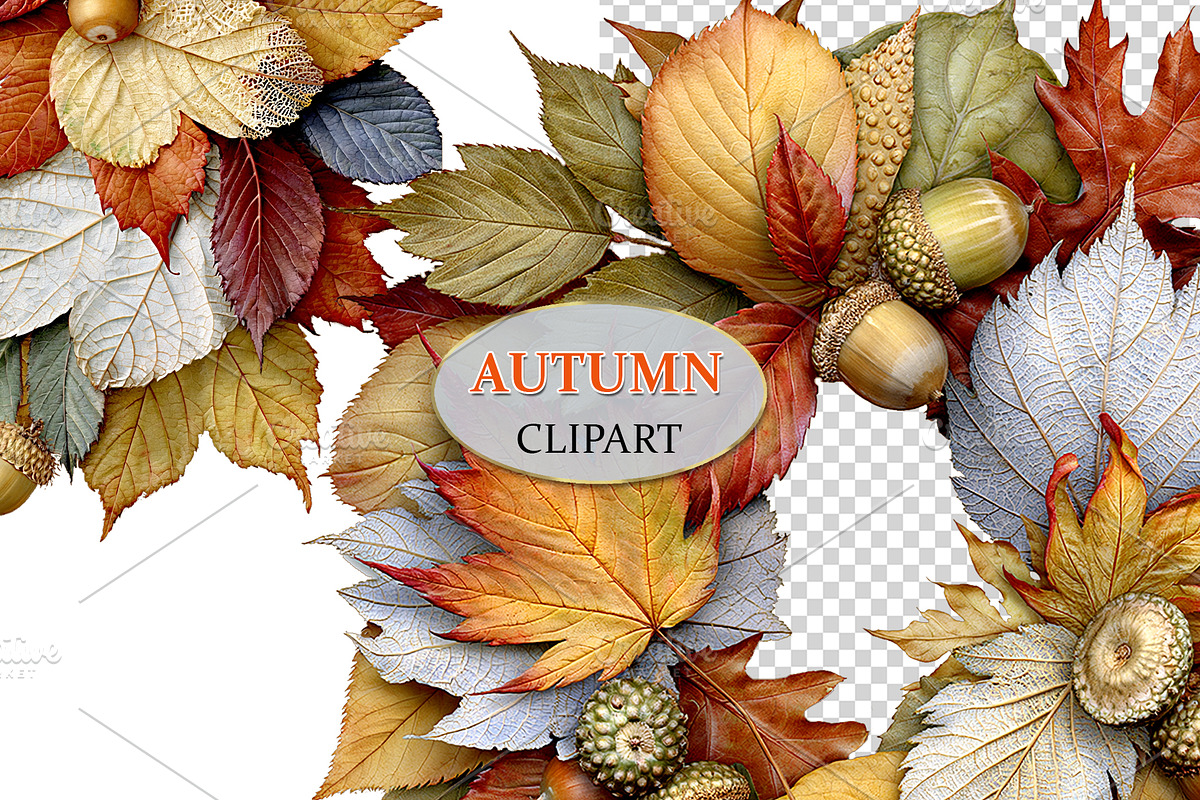 Luxury Clipart Autumn Leaves Wreath, a Decorative Illustration by Area (Photo 32 of 40)