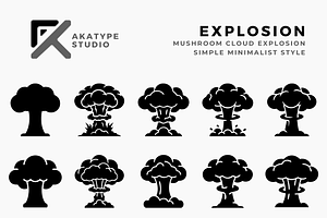 Mushroom Cloud Explosion, a Solid Icon by Akatype Studio