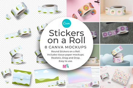 Stickers on a Roll Canva Mockups