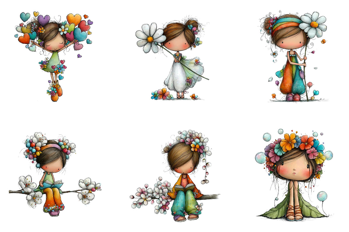 Whimsical Spring Fairy Clipart, an Illustration by CreationArt (Photo 7 of 7)