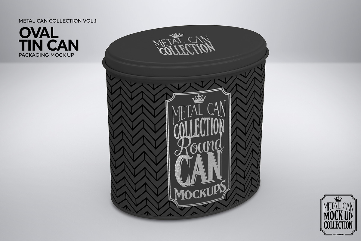 Oval Tin Can Packaging Mockup, a Cups & Container Mockup by INCDesign (Photo 4 of 5)