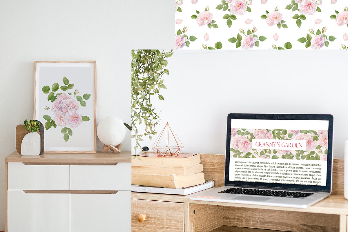 Pink Rose Pattern & Illustration, a Pattern Graphic by NataliArkushArt (Photo 9 of 15)