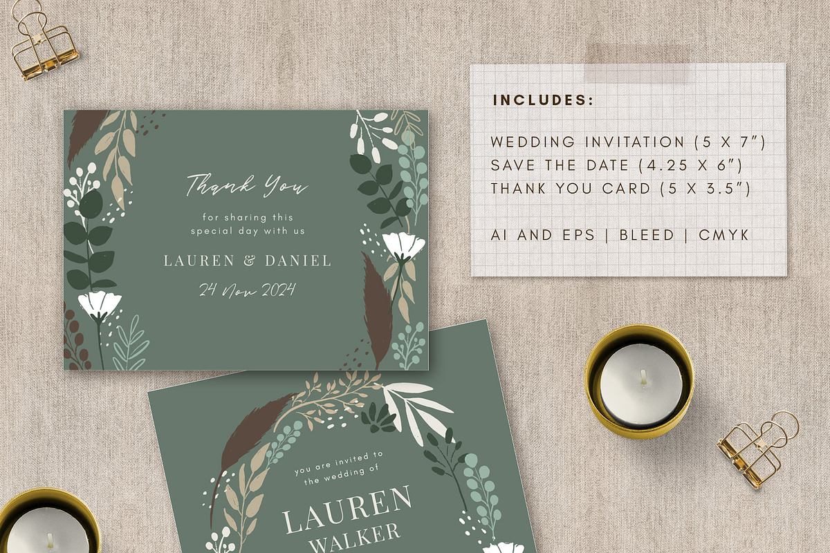Forest Wedding Invitation Set, an Invitation Template by ClementineCreative (Photo 2 of 2)