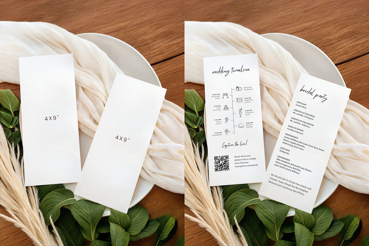 Wedding Menu Mockup Greenery Boho, a Product Mockup by TatiMockup (Photo 2 of 3)