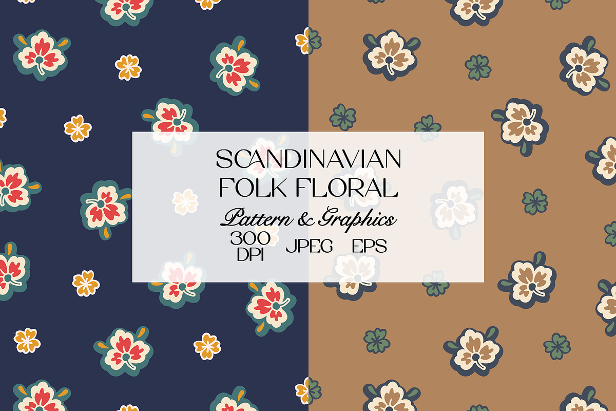 Scandinavian Folk Floral Bundle, a Pattern Graphic by StudioGlouna (Photo 1 of 11)