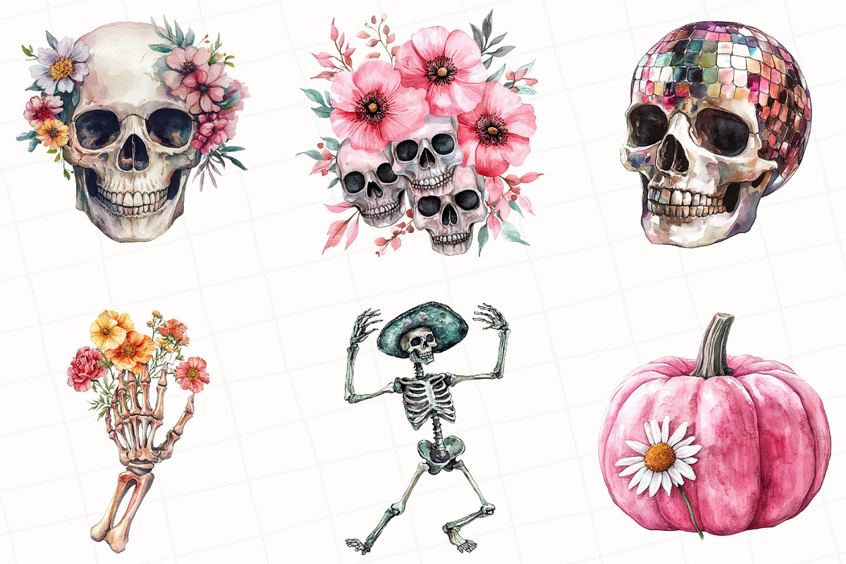 Floral Halloween Clipart, an Illustration by OK Design (Photo 3 of 5)