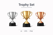 3D Trophy Cup Set, a Graphic by Gomolach (Thumbnail 1 of 3)