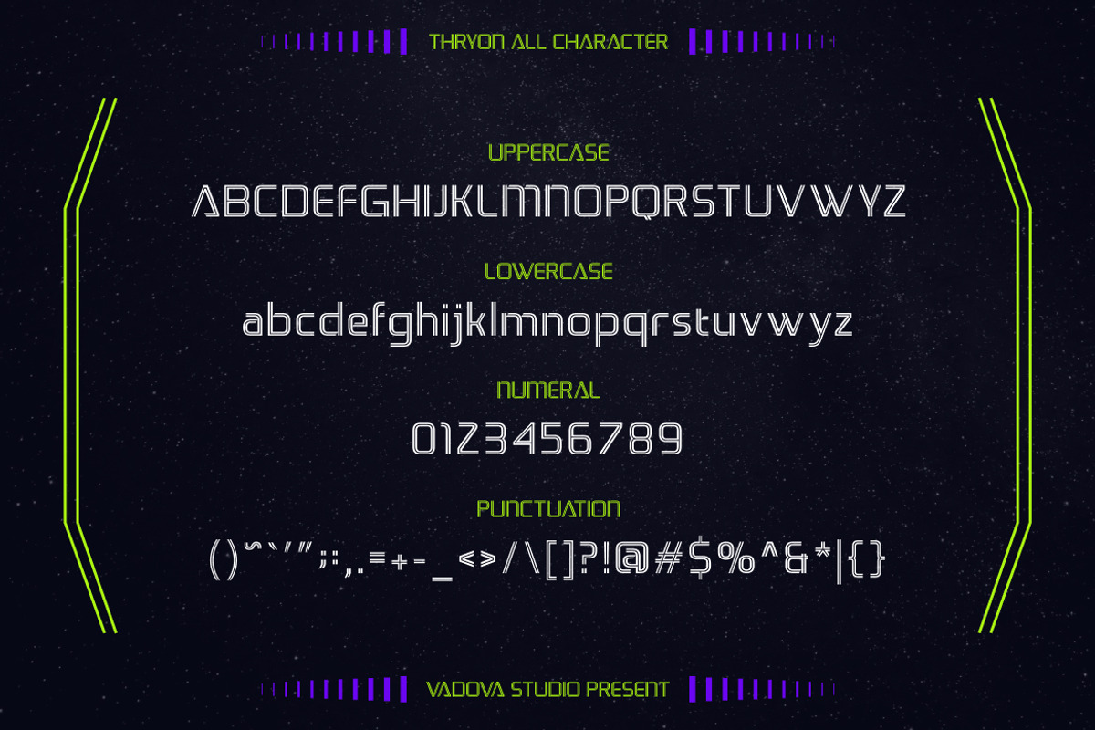 Thryon Futuristic Display Font, a Sans Serif Font by Vadovastd (Photo 2 of 8)