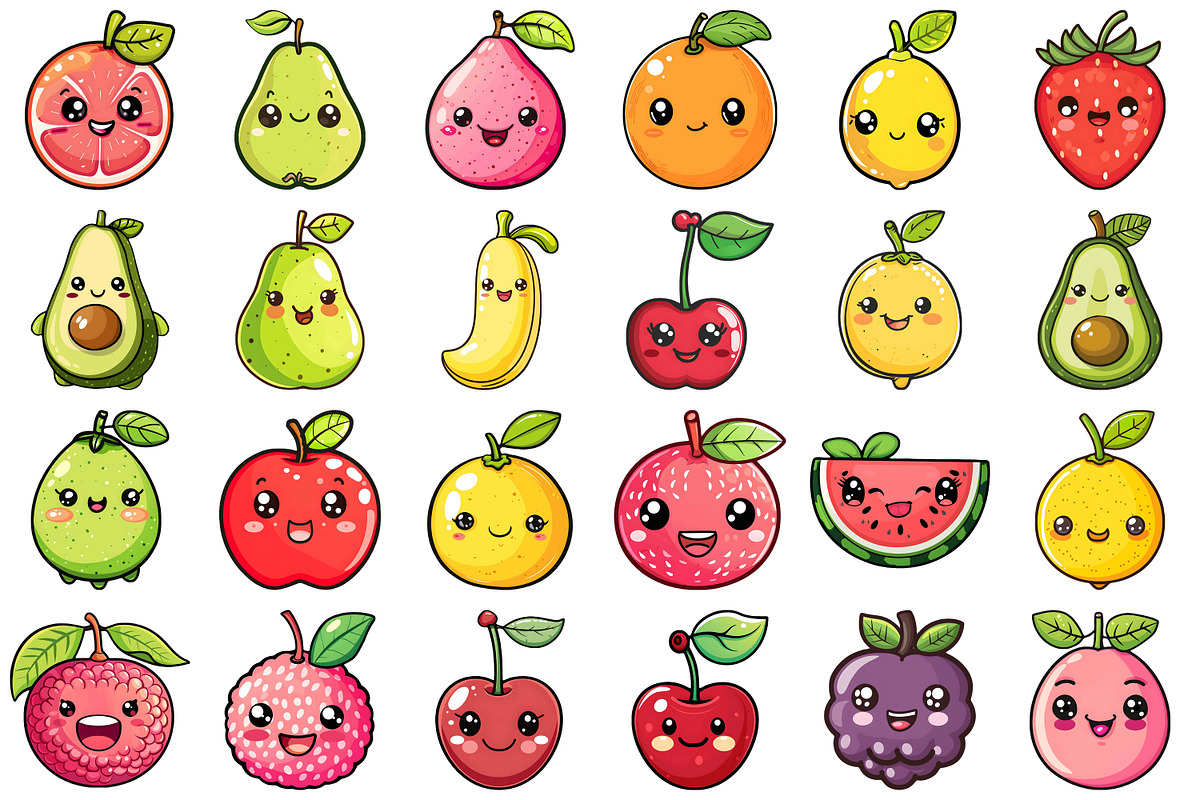kawaii Fruits Clipart, an Illustration by Forhadx5 (Photo 8 of 10)