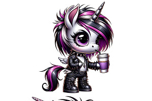 Angry Goth Unicorn Clipart Set