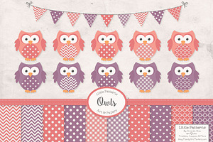 Vintage Girls Owl Vectors & Papers, an Animal Illustration by Amanda Ilkov