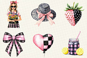 Black And Pink Gingham Summer Clipar, an Illustration by OK Design (Thumbnail 2 of 5)
