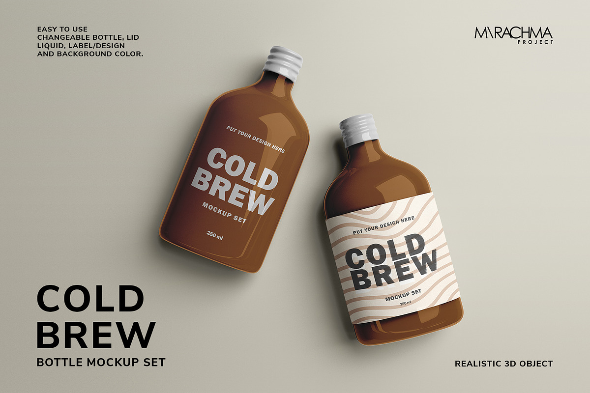 Coldbrew Bottle Mockup Set, a Cups & Container Mockup by Mirachma Project (Photo 1 of 7)