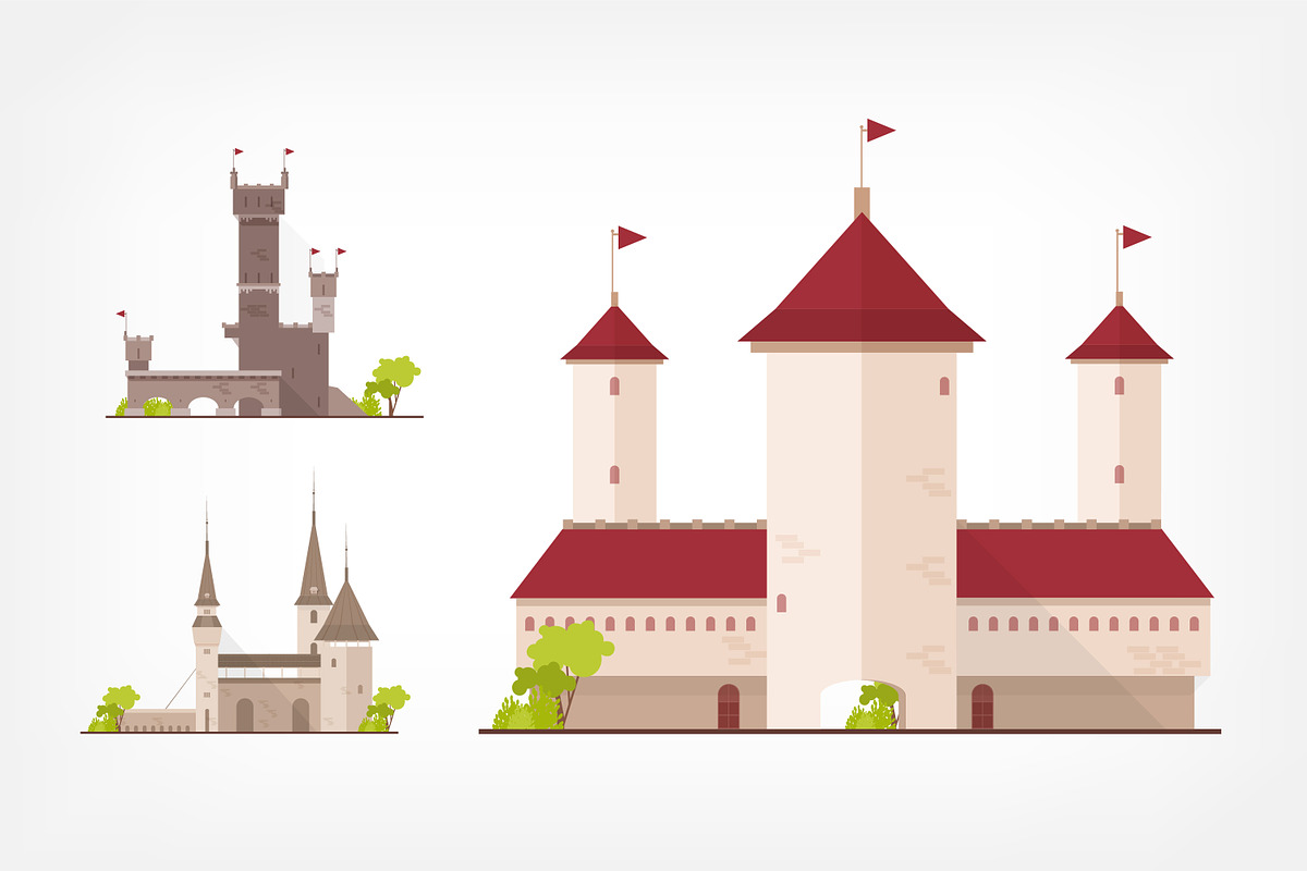 Set of ancient castles, fortresses, an Object Illustration by Good Studio (Photo 3 of 4)