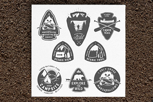 Vintage camping and hiking badges