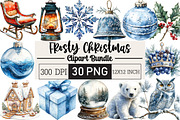 Frosty Christmas Clipart, an Illustration by Black Bird Studio (Thumbnail 1 of 6)