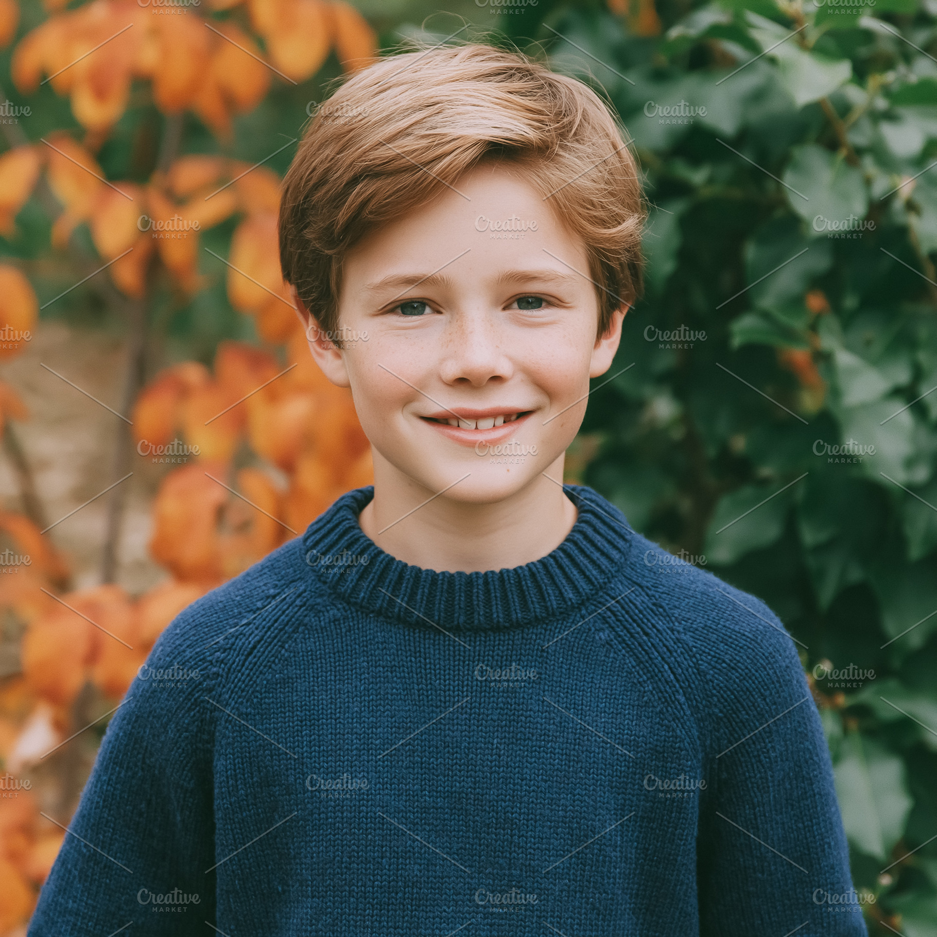 Young boy smiling directly at the camera while standing outdoors, a Photo by Studio ANNA