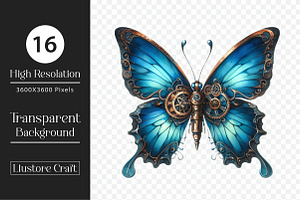 Blue Steampunk Butterfly Clipart