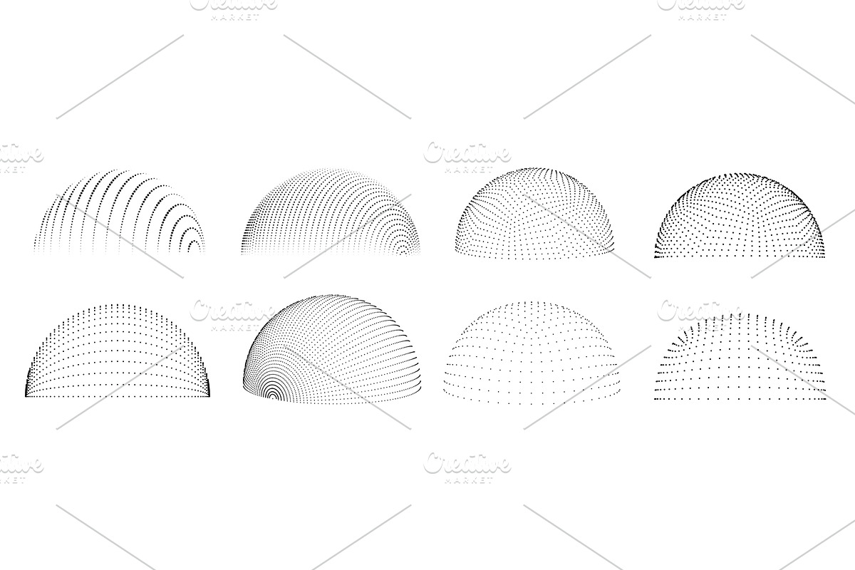 Dotted 3d hemisphere. Dome wireframe, a Technology Illustration by winwin.art