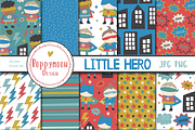 Little Hero paper set, a Pattern Graphic by Poppymoondesign (Thumbnail 1 of 3)