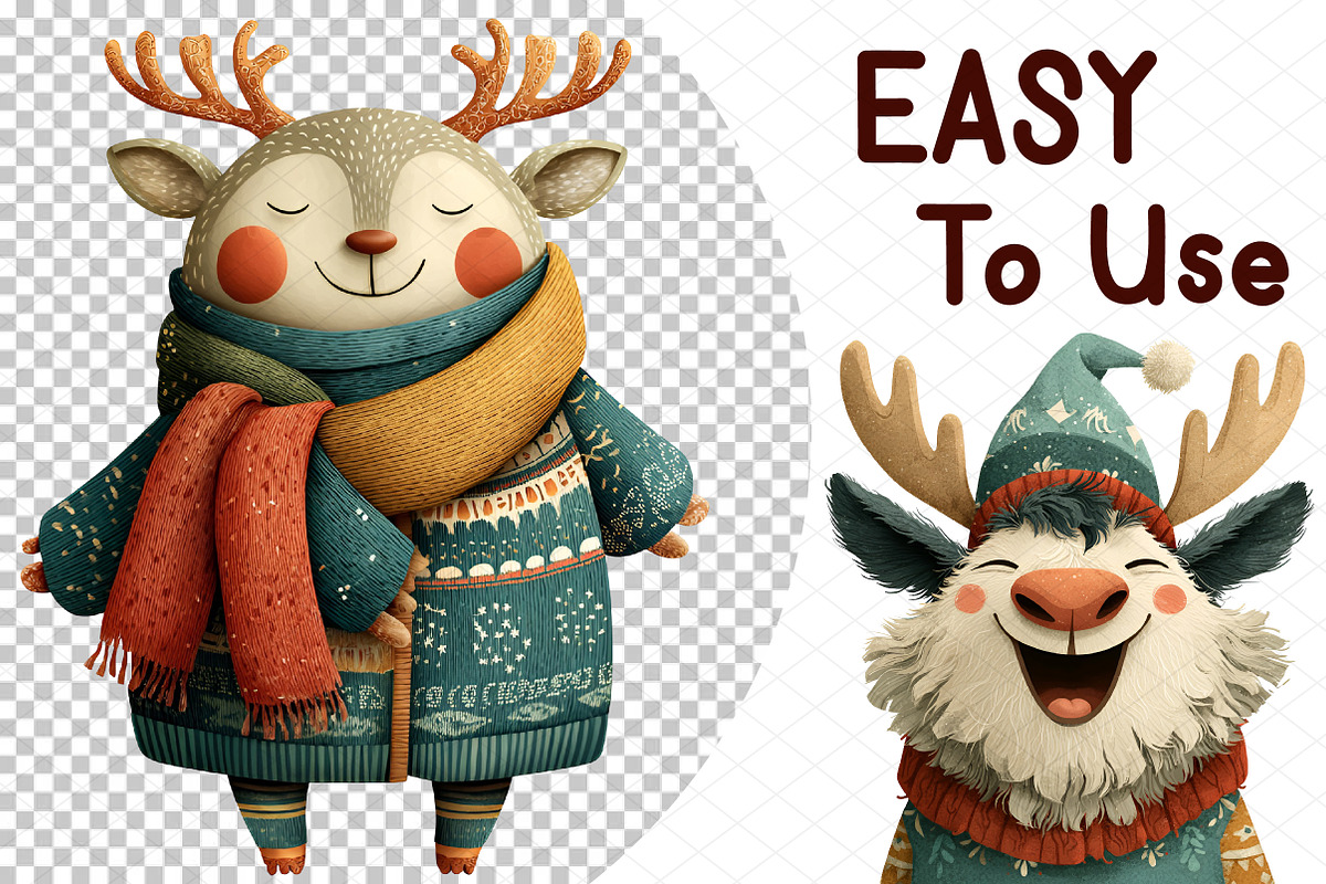 Watercolor Christmas Deer Clipart, an Animal Illustration by cherrydesign (Photo 4 of 4)