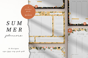 SUMMER planners - stationery set, a Stationery Template by Cute Atelier