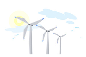 Electric wind turbine cartoon, an Illustration by Things for designers