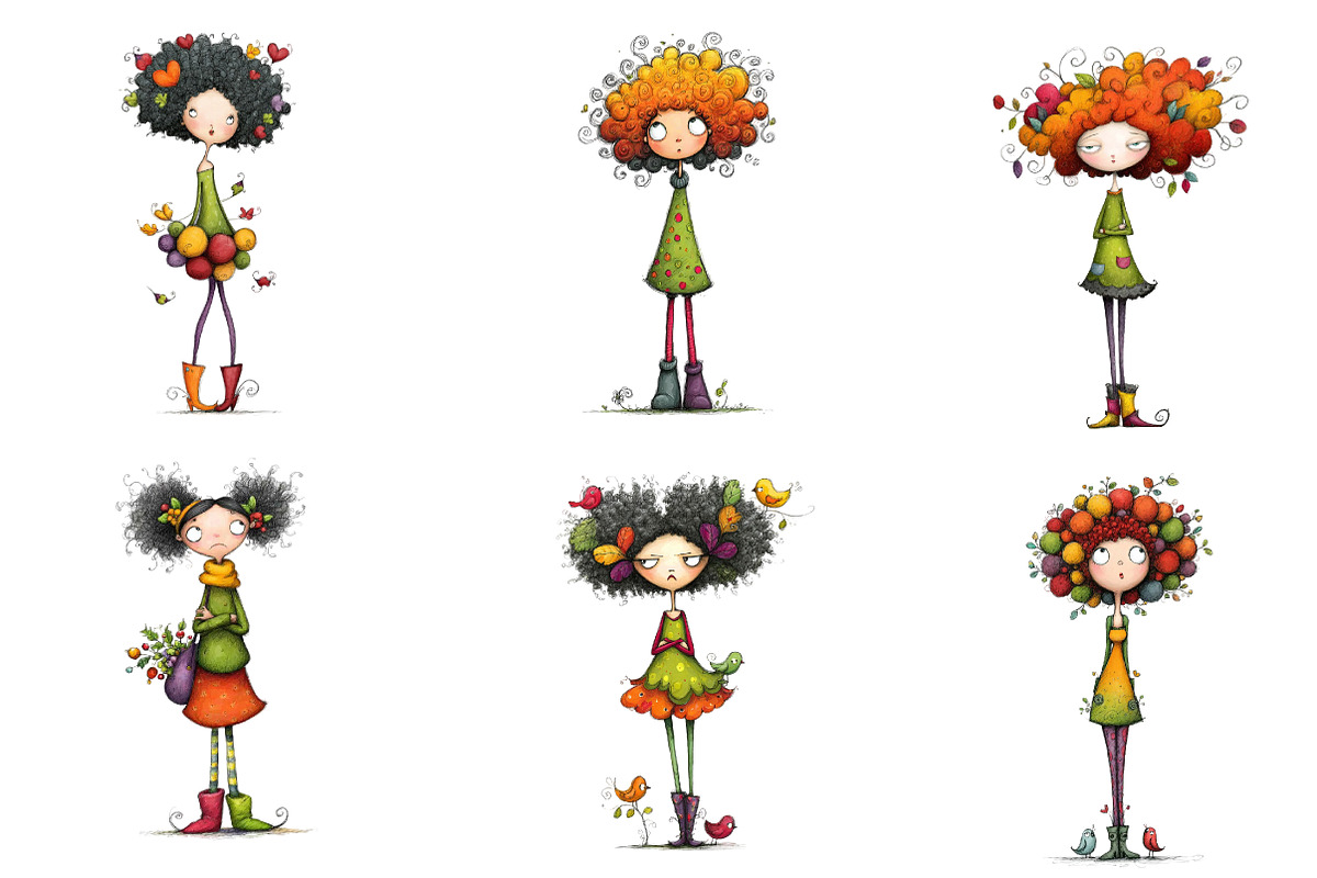 Quirky Holly Girl Clipart, an Illustration by CreationArt (Photo 5 of 6)